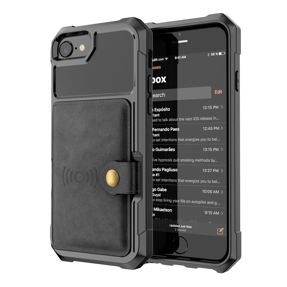 PU Leather Coated TPU Wallet Kickstand Casing with Built-in Magnetic Sheet for iPhone 8 / 7 / 6s / 6 / SE (2020) / SE (2022) 4.7 inch