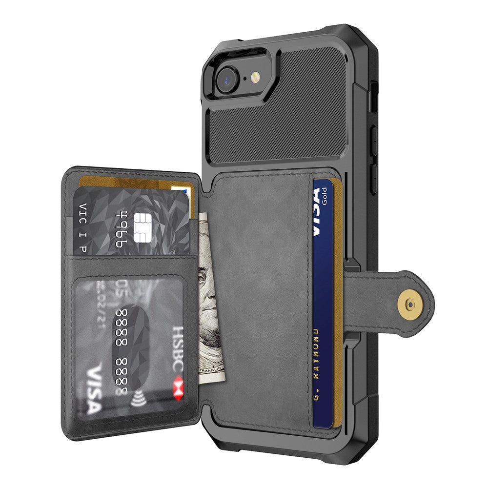 PU Leather Coated TPU Wallet Kickstand Casing with Built-in Magnetic Sheet for iPhone 8 / 7 / 6s / 6 / SE (2020) / SE (2022) 4.7 inch