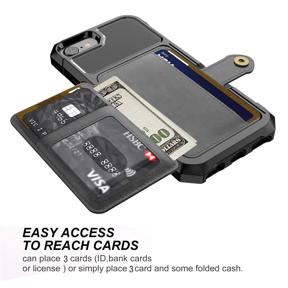 PU Leather Coated TPU Wallet Kickstand Casing with Built-in Magnetic Sheet for iPhone 8 / 7 / 6s / 6 / SE (2020) / SE (2022) 4.7 inch