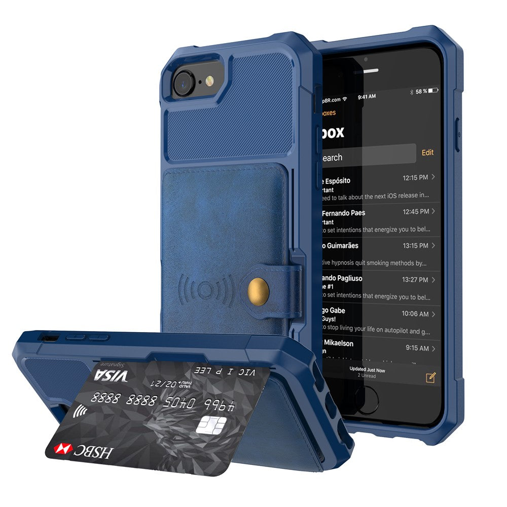 PU Leather Coated TPU Wallet Kickstand Casing with Built-in Magnetic Sheet for iPhone 8 / 7 / 6s / 6 / SE (2020) / SE (2022) 4.7 inch