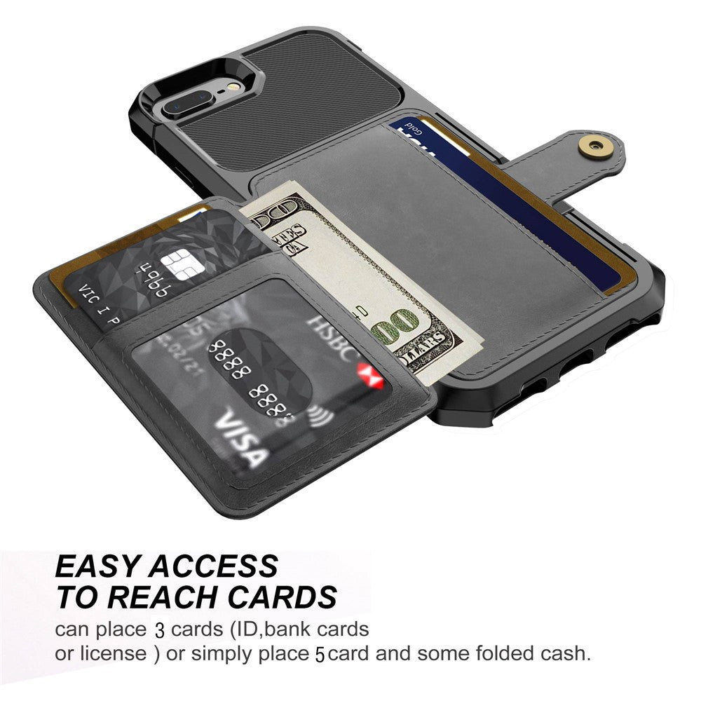 PU Leather Coated TPU Wallet Kickstand Casing with Built-in Magnetic Sheet for iPhone 8 Plus / 7 Plus / 6s Plus / 6 Plus