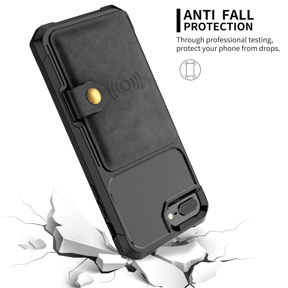 PU Leather Coated TPU Wallet Kickstand Casing with Built-in Magnetic Sheet for iPhone 8 Plus / 7 Plus / 6s Plus / 6 Plus