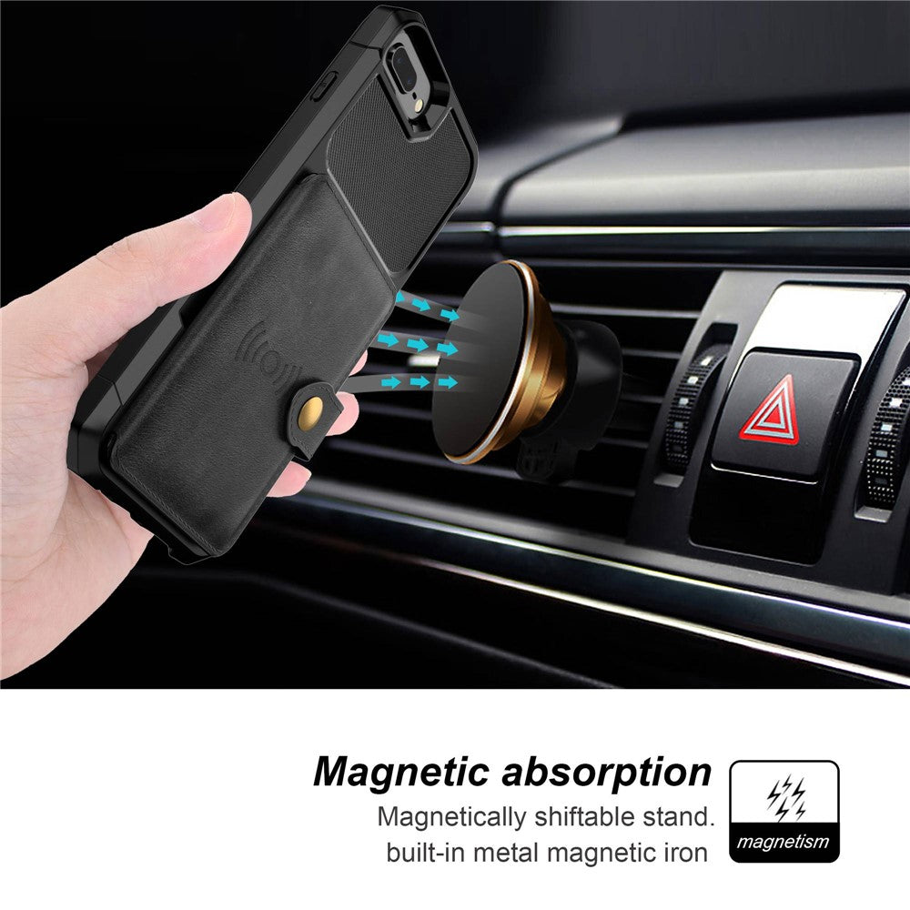 PU Leather Coated TPU Wallet Kickstand Casing with Built-in Magnetic Sheet for iPhone 8 Plus / 7 Plus / 6s Plus / 6 Plus