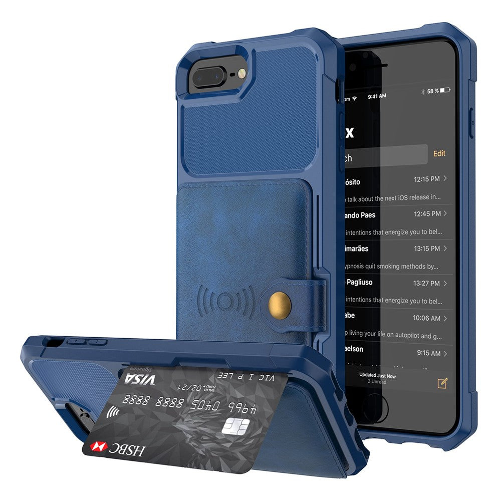 PU Leather Coated TPU Wallet Kickstand Casing with Built-in Magnetic Sheet for iPhone 8 Plus / 7 Plus / 6s Plus / 6 Plus