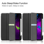 For iPad Pro 12.9 (2022) / (2021) / (2020) / (2018) PU Leather Stable Tri-fold Stand Stand Tablet Flip Case [with Pen Slot]