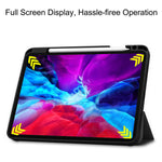 For iPad Pro 12.9 (2022) / (2021) / (2020) / (2018) PU Leather Stable Tri-fold Stand Stand Tablet Flip Case [with Pen Slot]