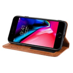 For iPhone 7/8/SE (2020)/SE (2022) Vintage Style PU Leather Wallet Shell Cover Case with Foldable Stand