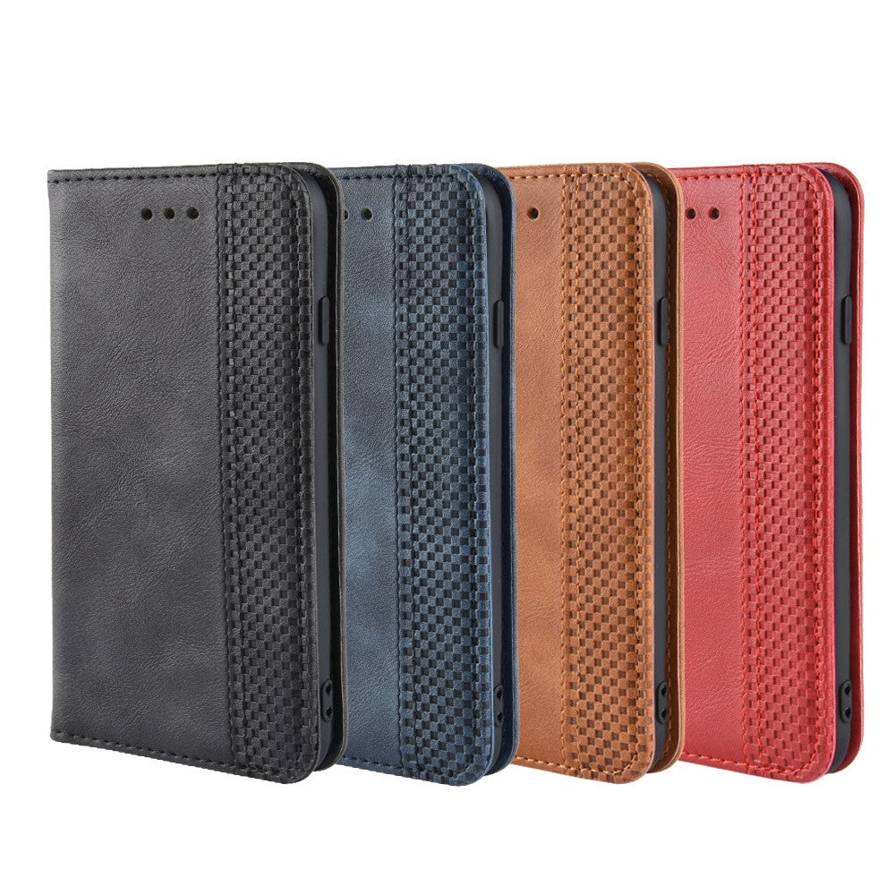 For iPhone 7/8/SE (2020)/SE (2022) Vintage Style PU Leather Wallet Shell Cover Case with Foldable Stand