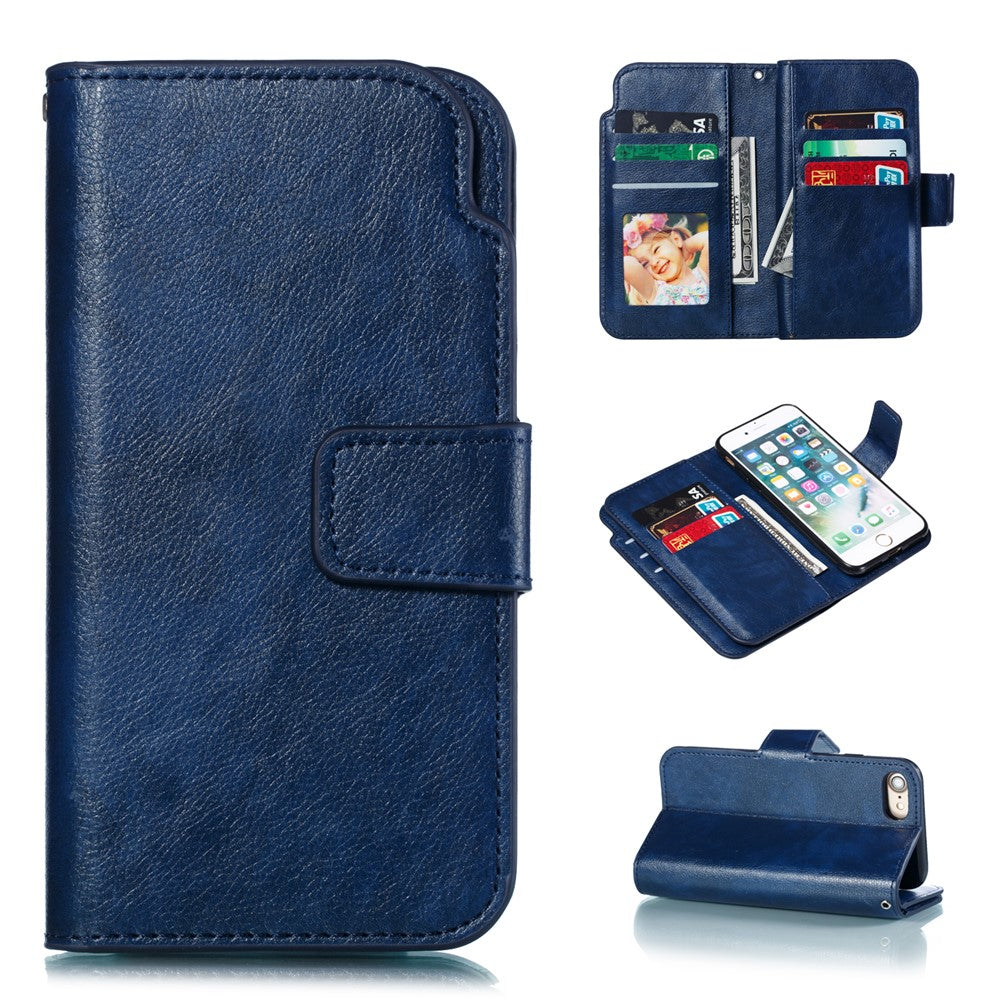 9 kortpladser Crazy Horse læder pung mobilcover til iPhone 7/8/SE (2020)/SE (2022) 4.7 tommer