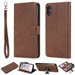 For iPhone XS Max Case 2 in 1 Detachable Magnetic Leather Wallet Mobile Cover with Strap