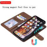 For iPhone XS Max Case 2 in 1 Detachable Magnetic Leather Wallet Mobile Cover with Strap