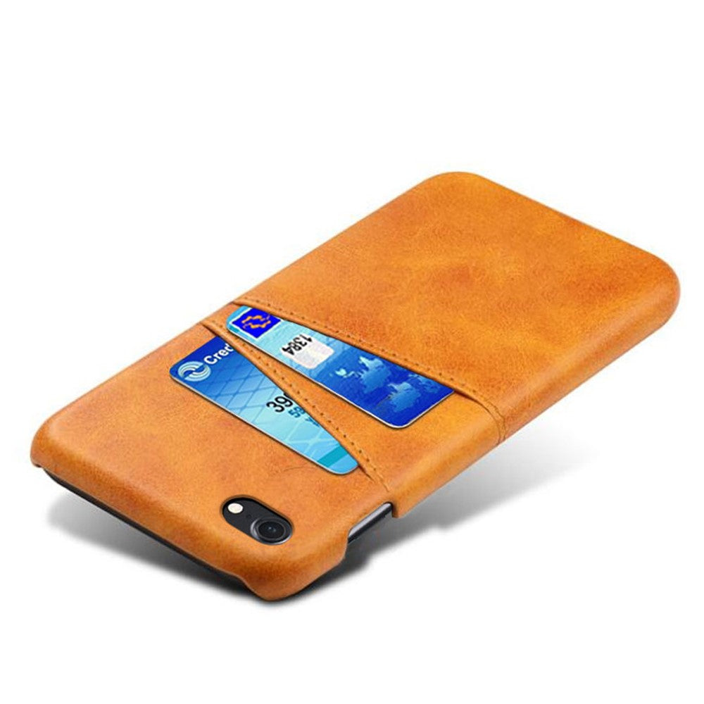 Double Card Slots Case for iPhone 8 / 7 / SE (2022) / SE (2020) 4.7 inch, PU Leather Coated PC Hard Shell Back Cover