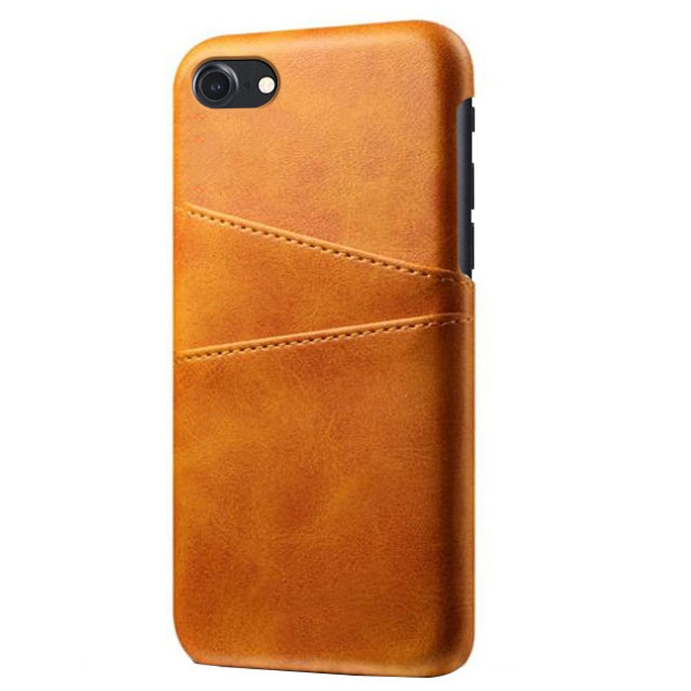 Double Card Slots Case for iPhone 8 / 7 / SE (2022) / SE (2020) 4.7 inch, PU Leather Coated PC Hard Shell Back Cover