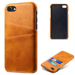 Double Card Slots Case for iPhone 8 / 7 / SE (2022) / SE (2020) 4.7 inch, PU Leather Coated PC Hard Shell Back Cover