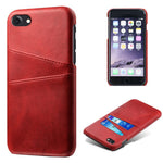 Double Card Slots Case for iPhone 8 / 7 / SE (2022) / SE (2020) 4.7 inch, PU Leather Coated PC Hard Shell Back Cover