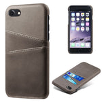 Double Card Slots Case for iPhone 8 / 7 / SE (2022) / SE (2020) 4.7 inch, PU Leather Coated PC Hard Shell Back Cover