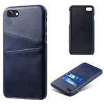 Double Card Slots Case for iPhone 8 / 7 / SE (2022) / SE (2020) 4.7 inch, PU Leather Coated PC Hard Shell Back Cover