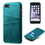 Double Card Slots Case for iPhone 8 / 7 / SE (2022) / SE (2020) 4.7 inch, PU Leather Coated PC Hard Shell Back Cover