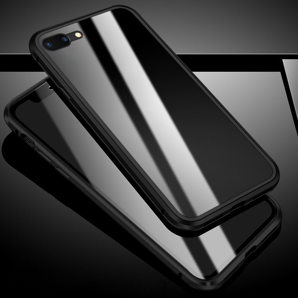 Magnetic Frame Tempered Glass Phone Shell All-Round Full Protection for iPhone 8 Plus / 7 Plus 5.5 inch