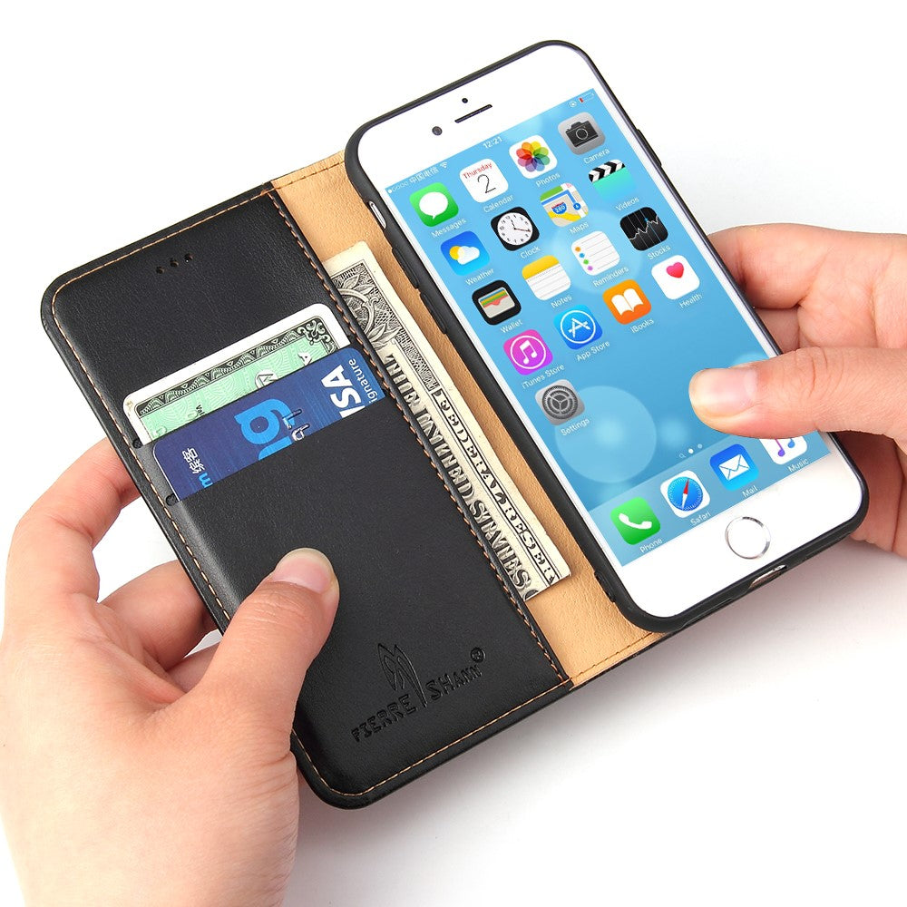 Auto-absorbed PU Leather Wallet Stand Case for iPhone 8/7/SE (2020)/SE (2022)