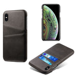 Dual Card Slots PU Leather Coated PC Case for iPhone XS Max 6.5 inch