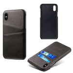 Dual Card Slots PU Leather Coated PC Case for iPhone XS Max 6.5 inch