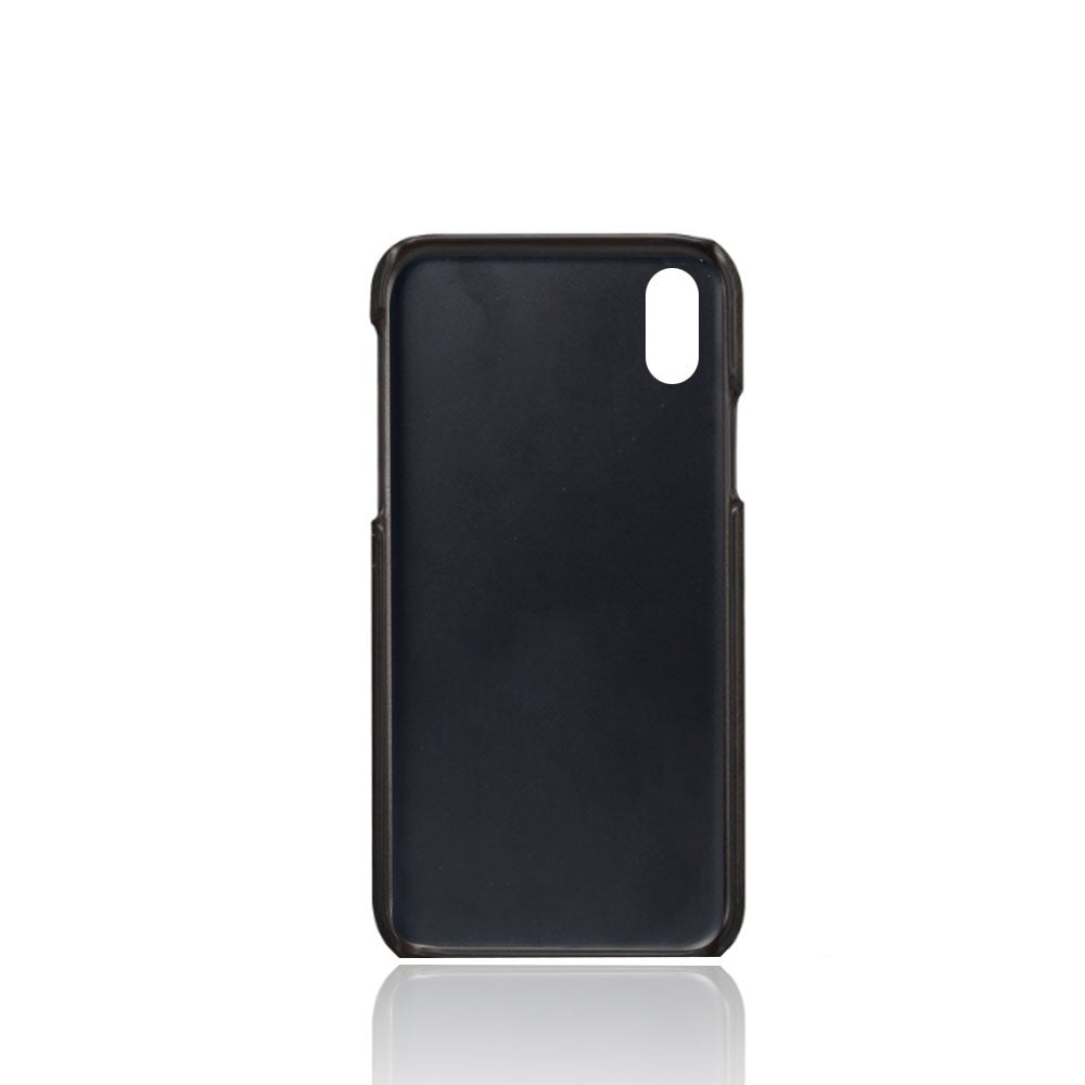 Dual Card Slots PU Leather Coated PC Case for iPhone XS Max 6.5 inch