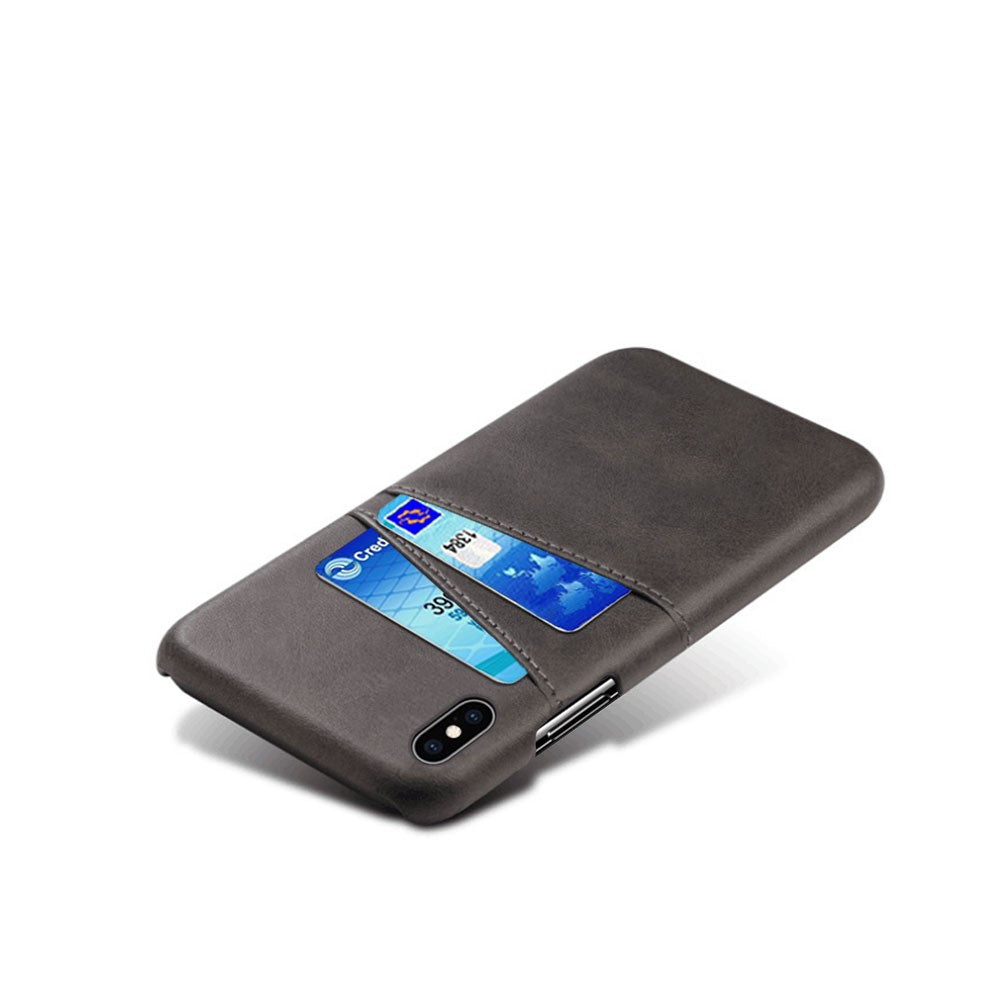 Dual Card Slots PU Leather Coated PC Case for iPhone XS Max 6.5 inch