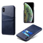 Dual Card Slots PU Leather Coated PC Case for iPhone XS Max 6.5 inch