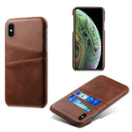 Dual Card Slots PU Leather Coated PC Case for iPhone XS Max 6.5 inch