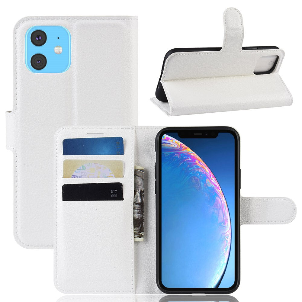 Litchi Skin Læderpung Etui til iPhone 11 6,1 tommer (2019) med blødt TPU indercover