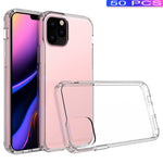 50Pcs/Pack Clear Acrylic + TPU Hybrid Back Case for iPhone 11 Pro 5.8 inch (2019)- Transparent