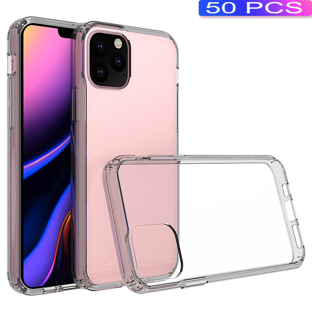 50 stk/pakke Gennemsigtig Akryl + TPU Hybrid Bagcover til iPhone 11 Pro 5.8 tommer (2019) – Transparent