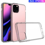50Pcs/Pack Clear Acrylic + TPU Hybrid Back Case for iPhone 11 Pro 5.8 inch (2019)- Transparent