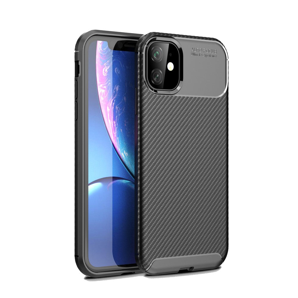 Telefoncover i kulfiber-look og TPU, stødsikkert, til iPhone 11 6.1 tommer (2019)
