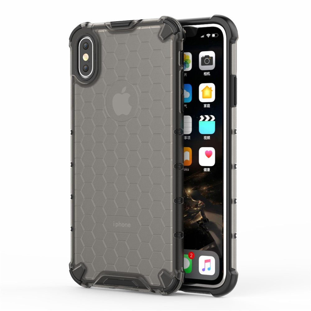 Honeycomb Shock Absorber TPU + PC Hybrid Back Mobile Shell Cover for iPhone XS Max 6.5 inch