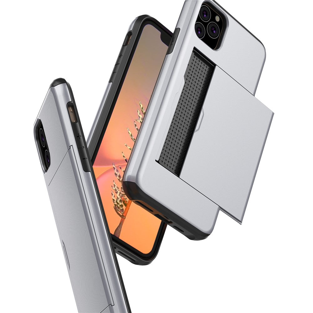 For iPhone 11 6.1 inch (2019) Plastic + TPU Hybrid Case with Card Slot Phone Shell