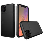 For iPhone 11 6.1 inch (2019) Plastic + TPU Hybrid Case with Card Slot Phone Shell