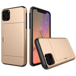 For iPhone 11 6.1 inch (2019) Plastic + TPU Hybrid Case with Card Slot Phone Shell