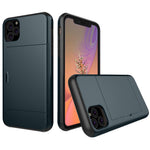 For iPhone 11 6.1 inch (2019) Plastic + TPU Hybrid Case with Card Slot Phone Shell