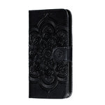 Imprinted Sun Mandala Flower Pattern Leather Wallet Casing for iPhone 11 6.1 inch (2019)