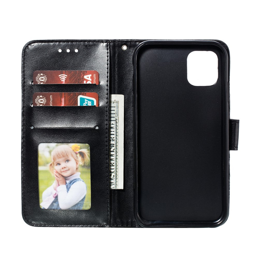 Imprinted Sun Mandala Flower Pattern Leather Wallet Casing for iPhone 11 6.1 inch (2019)