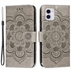 Imprinted Sun Mandala Flower Pattern Leather Wallet Casing for iPhone 11 6.1 inch (2019)