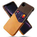 Card Pocket Holder Phone Case for iPhone 11 6.1 inch, PC + PU + Cloth Hybrid Back Cover