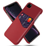 Card Pocket Holder Phone Case for iPhone 11 6.1 inch, PC + PU + Cloth Hybrid Back Cover