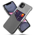 Card Pocket Holder Phone Case for iPhone 11 6.1 inch, PC + PU + Cloth Hybrid Back Cover
