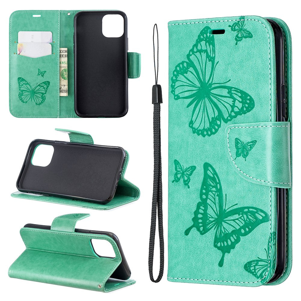 Imprint Butterfly Läderplånboksfodral för iPhone 11 Pro 5,8 tum (2019)