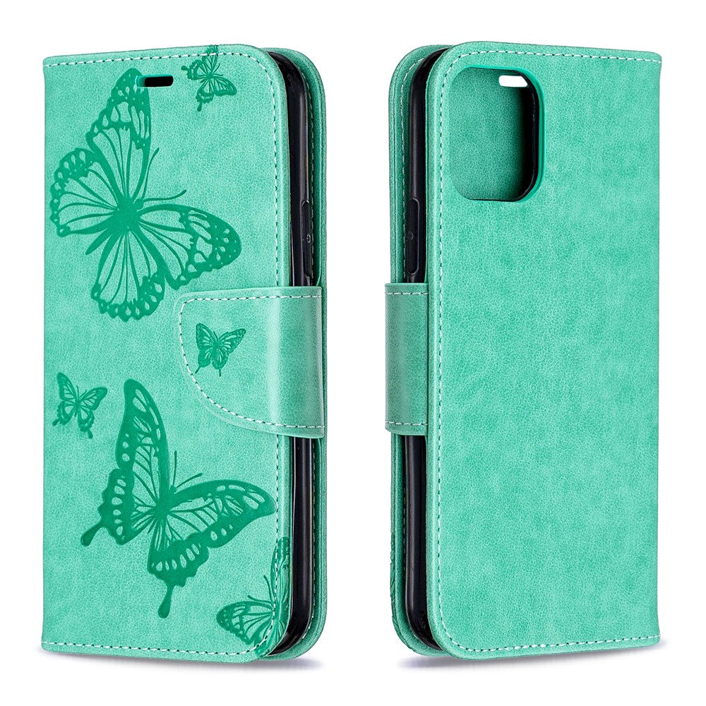 Imprint Butterfly Läderplånboksfodral för iPhone 11 Pro 5,8 tum (2019)