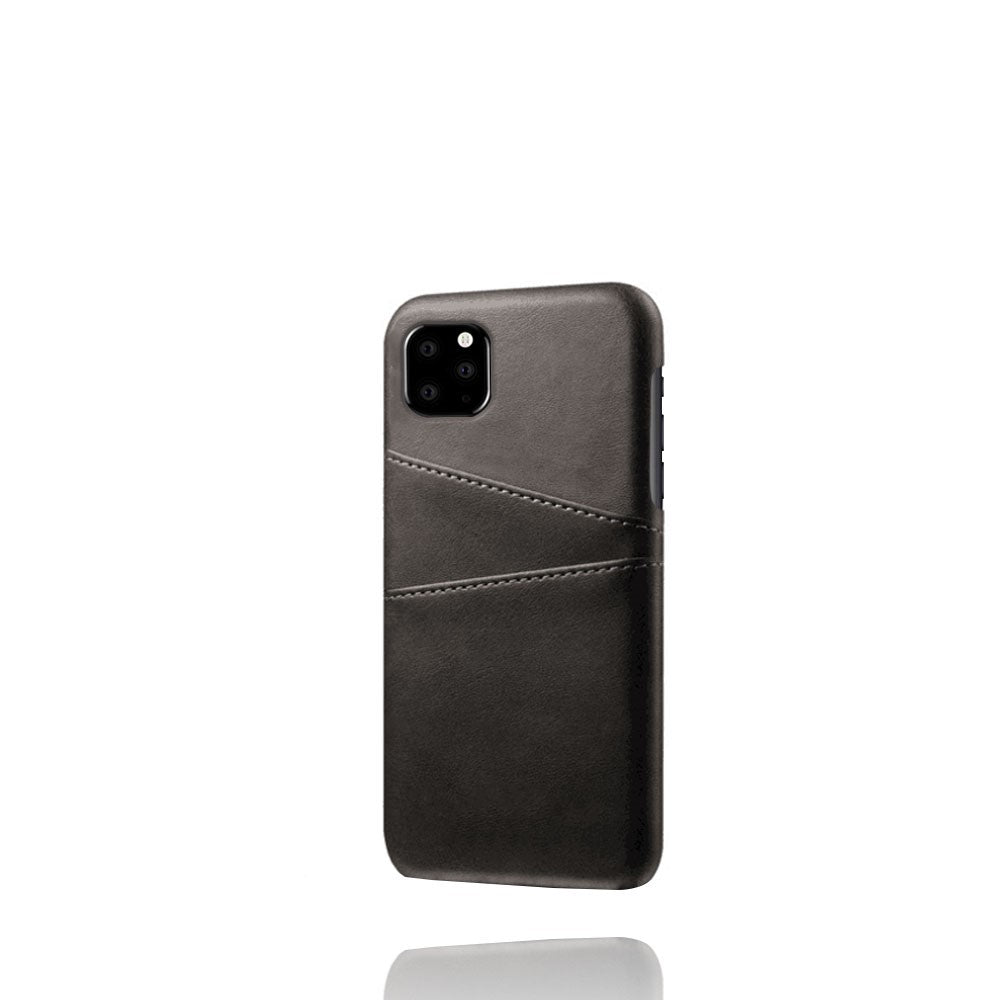 Double Card Slots PU Leather Coated PC Case for iPhone 11 Pro Max 6.5 inch (2019)