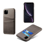 Double Card Slots PU Leather Coated PC Case for iPhone 11 Pro Max 6.5 inch (2019)